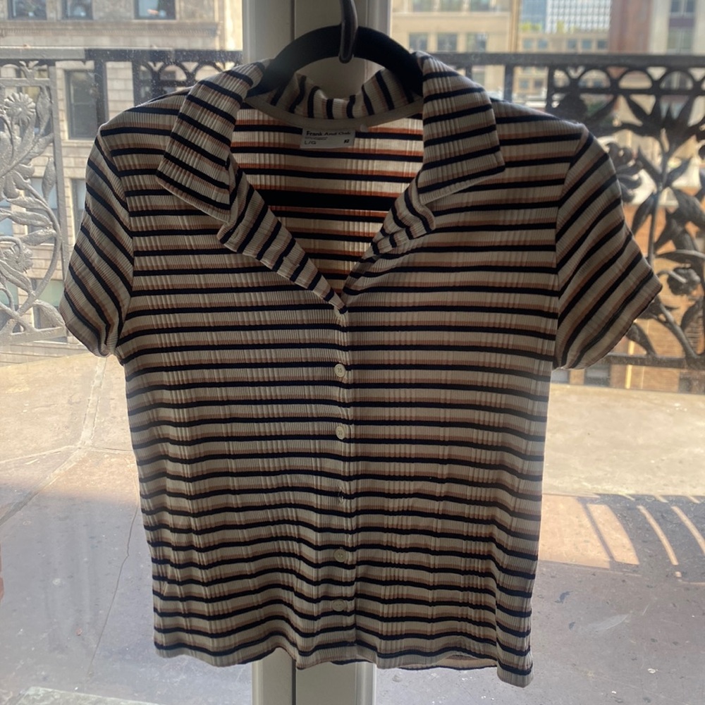Frank and Oak striped button-up top